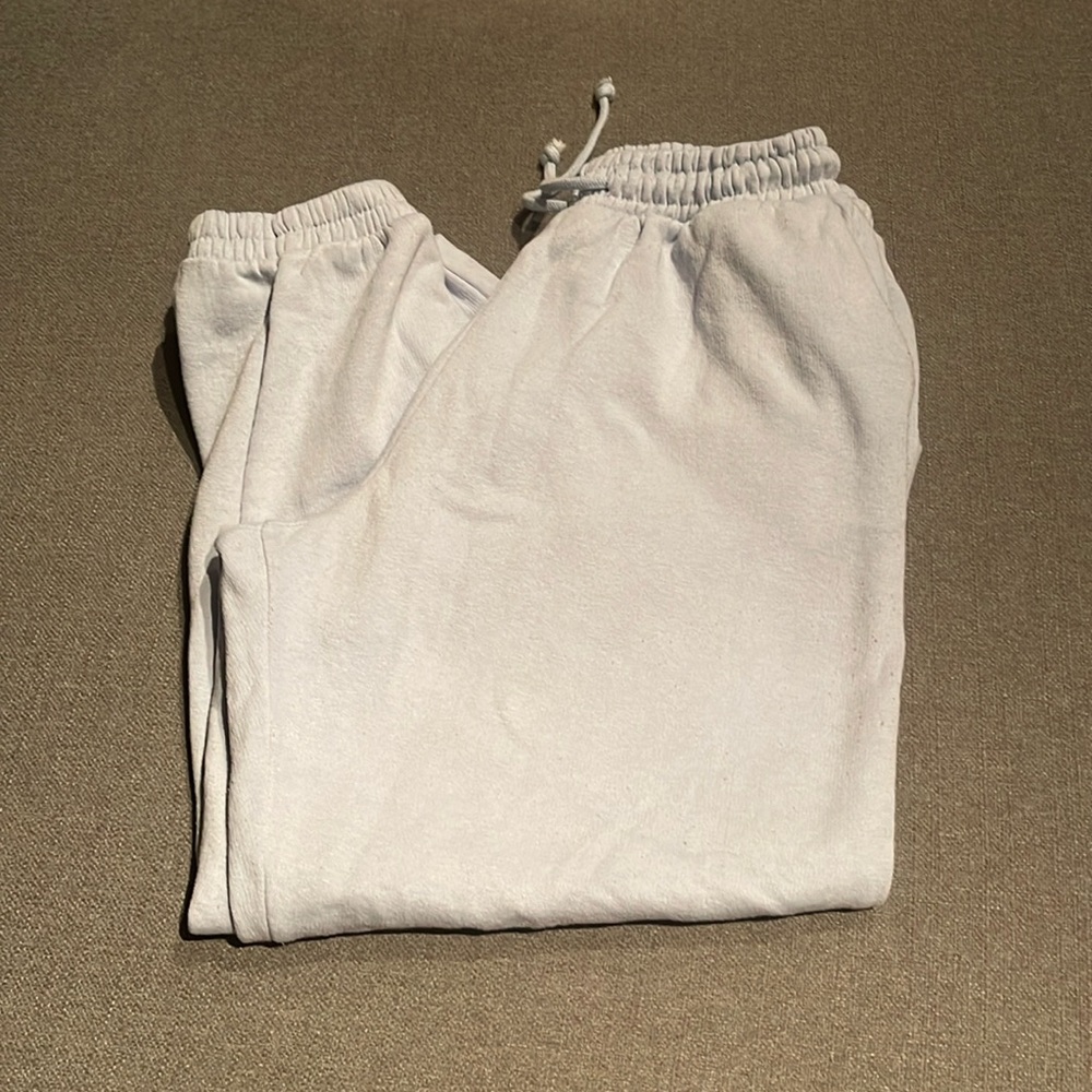 Zara baby blue sweatpants/joggers with pockets, elastic waist, drawstring